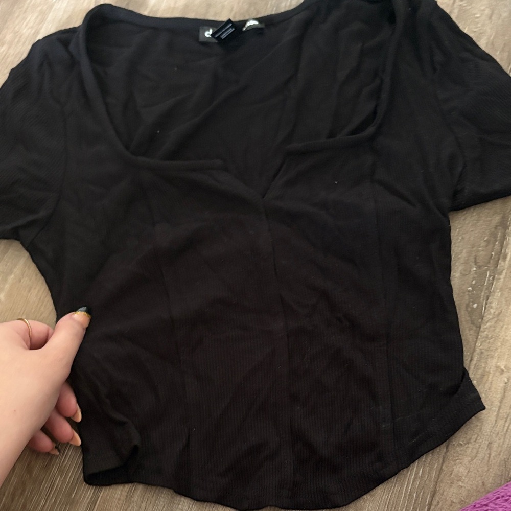 Charlotte Russe Black Short Sleeve Top
